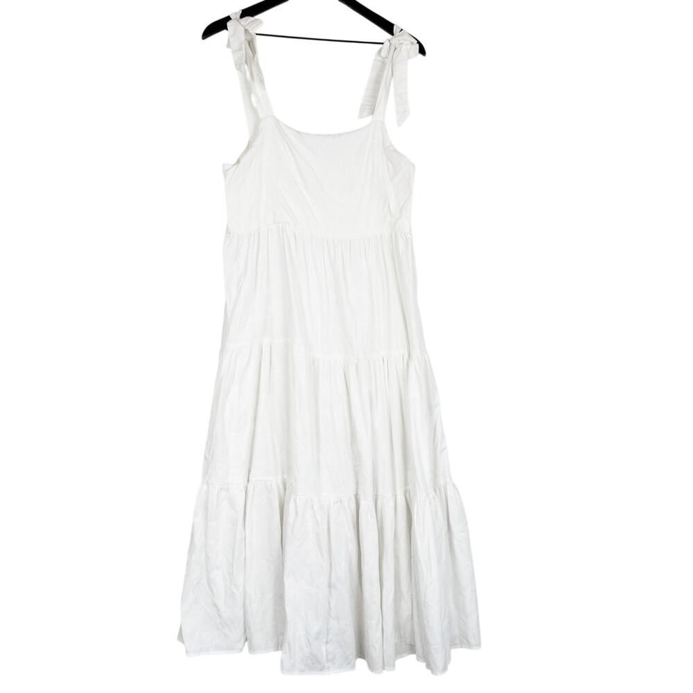 Label of Love Tiered White Maxi Dress Tie Sleeves - L